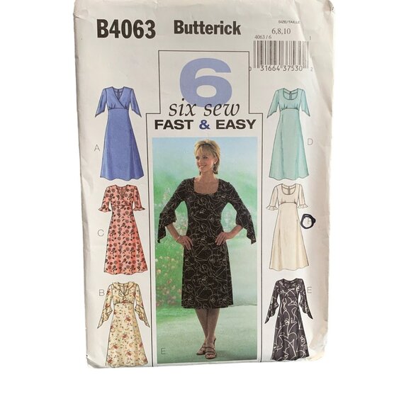 Butterick B4063 Womens Dress Sewing Pattern Sizes 6 8 10 Six Sew Fast & Easy Des - Picture 1 of 2